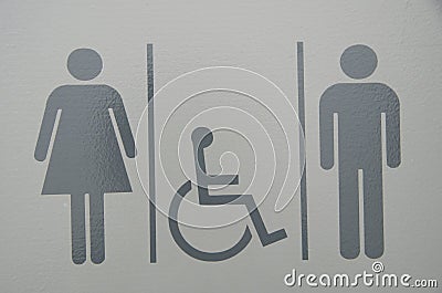 Unisex handicap bathroom sign Stock Photo