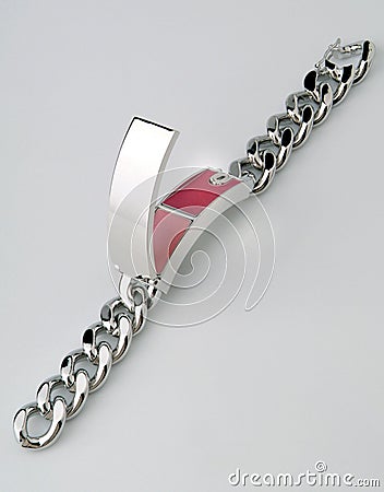 Unisex silver bracelet with pillbox housing Stock Photo