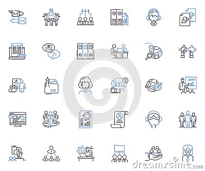 Unit personnel line icons collection. Soldiers, Officers, Enlisted, Cadets, Recruits, Marines, Sailors vector and linear Vector Illustration