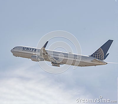 United Airlines Boeing 767-300 departure from Orlando Airport Editorial Stock Photo