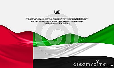 United States of America flag design. Waving USA flag made of satin or silk fabric.United Arab Emirates flag design. Waving UAE fl Vector Illustration