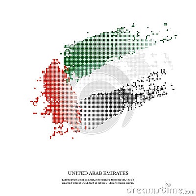 United Arab Emirates flag with halftone effect. Vector Illustration