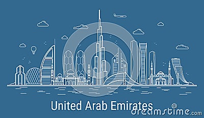 United Arab Emirates line art Vector illustration Vector Illustration