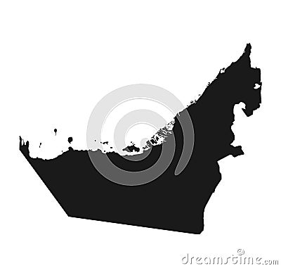 United Arab Emirates map icon. vector isolated black silhouette high detailed image of country Vector Illustration