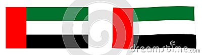 United Arab Emirates UAE flag. Simple and slightly waving vers Vector Illustration