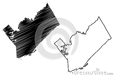 United Counties of Leeds and Grenville (Canada, Ontario Province, North America) map Vector Illustration