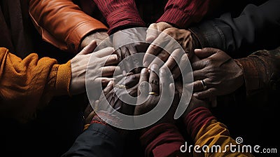 United in Diversity: Multicultural Hands Together in Harmony. Stock Photo
