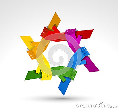 United hands. Conceptual symbol Vector Illustration