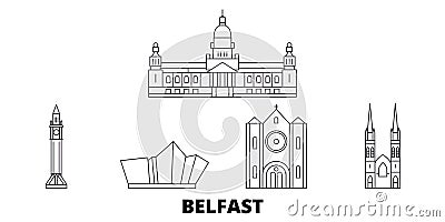 United Kingdom, Belfast line travel skyline set. United Kingdom, Belfast outline city vector illustration, symbol Vector Illustration