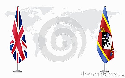 United Kingdom and Kingdom of eSwatini - Swaziland flags for offi Vector Illustration