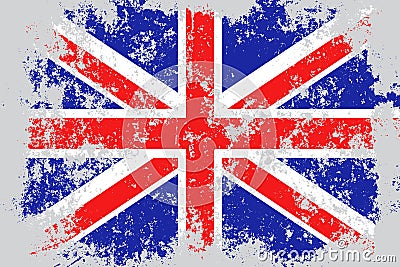 United Kingdom, Great Britain, UK, GB grunge, old, scratched style flag Vector Illustration