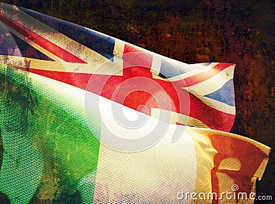 United Kingdom and Ireland flags Cartoon Illustration