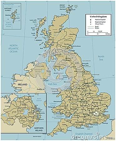 United Kingdom map with selectable territories. Vector Vector Illustration