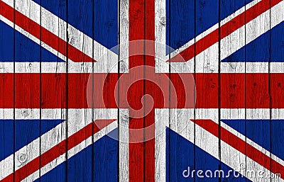 United Kingdom national flag on old wood background Stock Photo