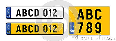 United Kingdom number plate licence registration. British number plate europe england automobile symbol. Vector Illustration