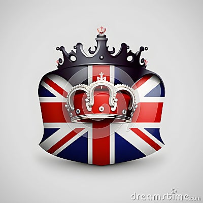 United Kingdom Royal Crown on Great Britain flag Stock Photo