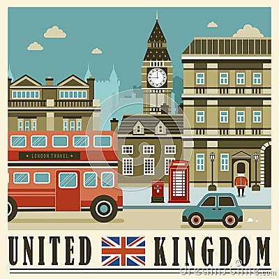 United Kingdom street scene Vector Illustration