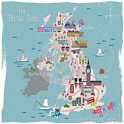 United Kingdom travel map Vector Illustration