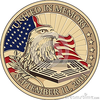 United in Memory, September 11, 2001 Coin Vector Illustration