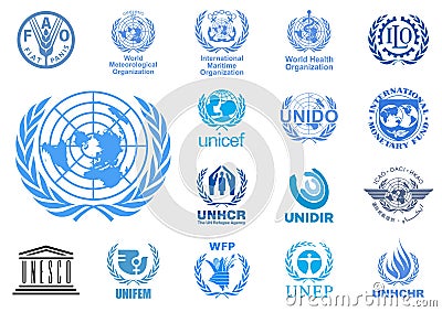 United Nations agencies logos Vector Illustration