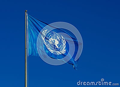 U.N. Flag in the wind Editorial Stock Photo
