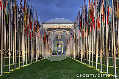 United-Nations, Geneva, Switzerland, HDR Editorial Stock Photo