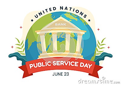 United Nations Public Service Day Vector Illustration on June 23 with Publics Services to the Community in Flat Cartoon Hand Drawn Vector Illustration