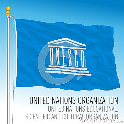 United Nations, UNESCO, United Nations Educational, Scientific and Cultural Organization flag Vector Illustration