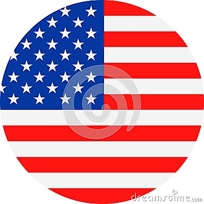 United States Flag Vector Round Flat Icon Stock Photo