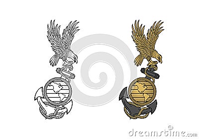 United State Marine Corps Eagle Globe and Anchor ega design illustration Vector Illustration