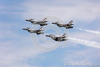 The United States Air Force Thunderbirds performing at the Bethpage airshow on Long Island New York. Editorial Stock Photo
