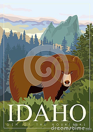 United States of America card. Idaho. USA banner Vector Illustration