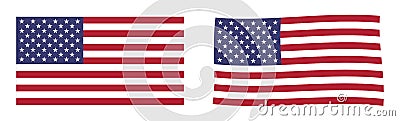 United States of America flag. Simple and slightly waving version. Vector Illustration