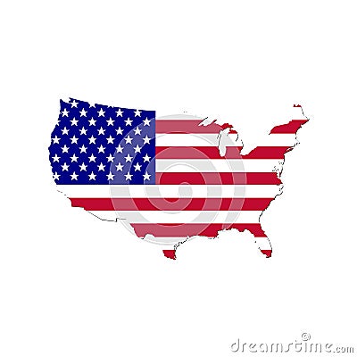 United states of America map with flag. Vector Illustration