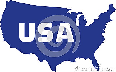 United States of America map with name Vector Illustration