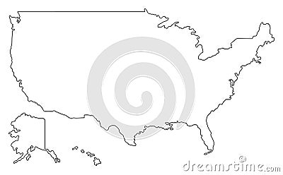 United States of America map outline vector illustartion.USA map Vector Illustration