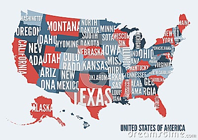 United States of America map print poster design. Vector Illustration