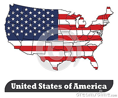 United States of America Map and United States of America Flag-Vector Vector Illustration