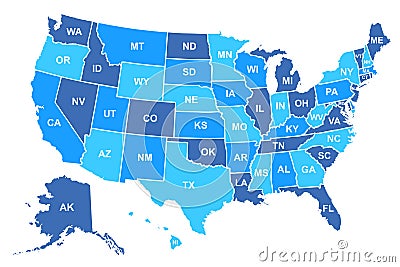 United States of America map. USA map with states and state names isolated â€“ vector Stock Photo