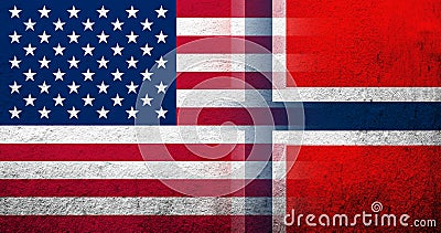 United States of America national flag with Norway national flag. Grunge background Stock Photo