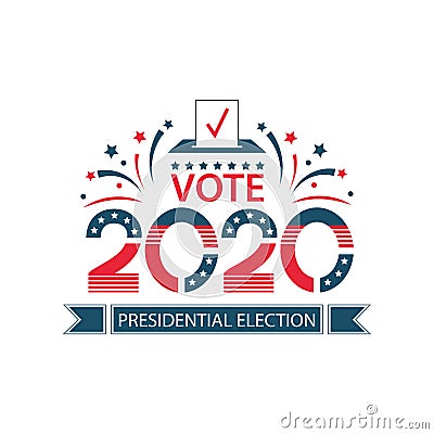 2020 United States of America Presidential Election banner. USA flag banner Vote Vector Illustration