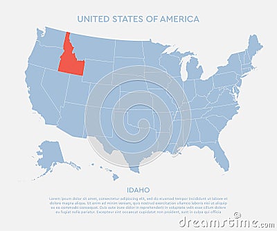 United states of America, state Idaho USA map Vector Illustration