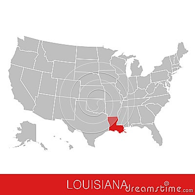 United States of America with the State of Louisiana selected. Map of the USA Vector Illustration