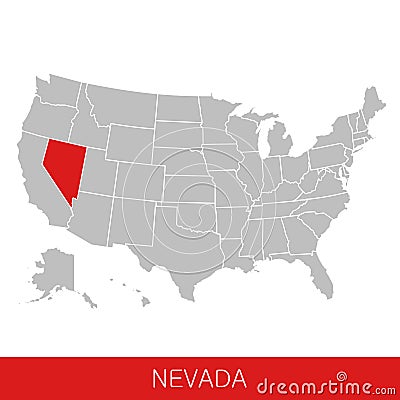 United States of America with the State of Nevada selected. Map of the USA Vector Illustration