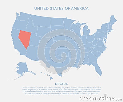 United states of America state Nevada USA map Vector Illustration