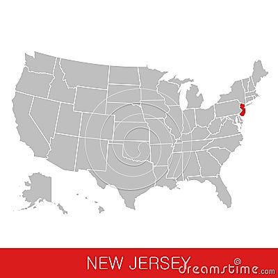 United States of America with the State of New Jersey selected. Map of the USA Vector Illustration