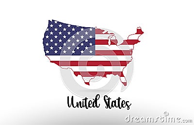 United States America USA country flag inside map contour design icon logo Vector Illustration