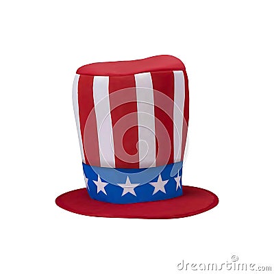 United States of America USA Flag and hat with Fireworks Background For 4th of July. Celebrating Independence Day. Eps10 vector Cartoon Illustration