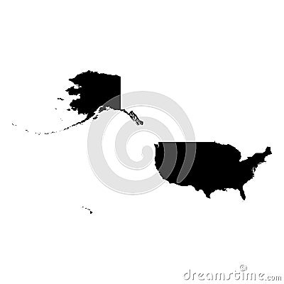 United States of America, USA - solid black silhouette map of country area. Simple flat vector illustration Vector Illustration