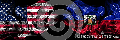 United States of America, USA vs Haiti, Haitian background abstract concept peace smokes flags Stock Photo